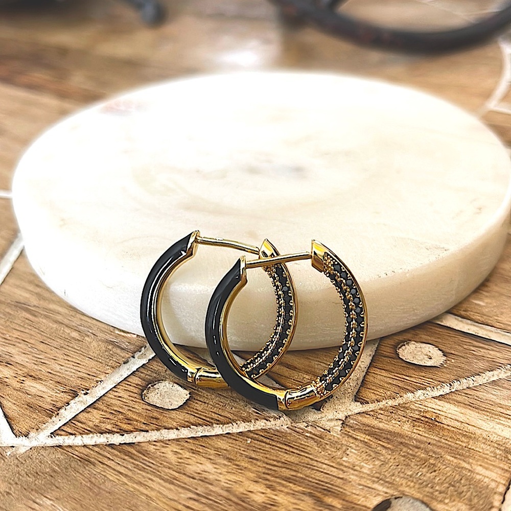 Black and gold designer hoops